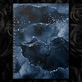 Moody Agate | Navy Denim Steel Blue Imitats Glitze Notizblock
