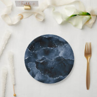 Moody Agate | Navy Denim Steel Blue Imitats Glitze