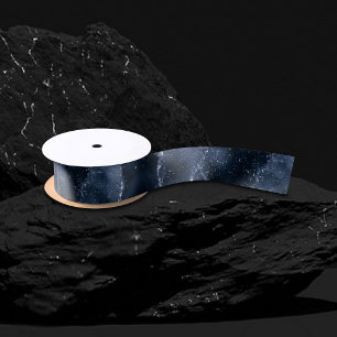 Moody Agate Navy Denim Steel Blue Imitats Glitze Satinband