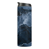 Moody Agate | Navy Denim Steel Blue Imitats Glitze