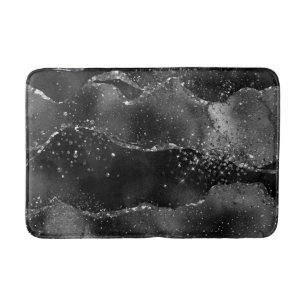 Moody Agate   Onyx Black Silver Vampy Goth Glitzer Badematte