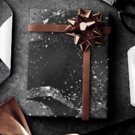 Moody Agate | Onyx Black Silver Vampy Goth Glitzer Geschenkpapier