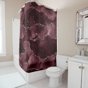 Moody Agate   Wein Bordeaux Sangria Merlot Maroon Duschvorhang