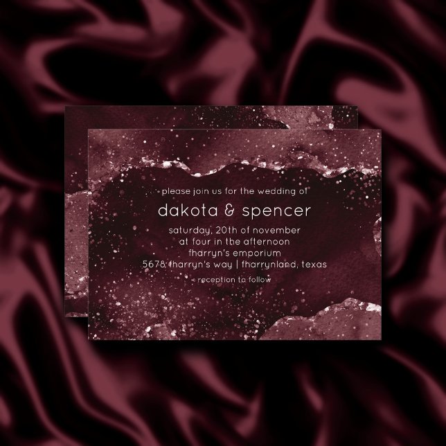 Moody Agate | Wein Bordeaux Sangria Merlot Maroon Einladung (Von Creator hochgeladen)