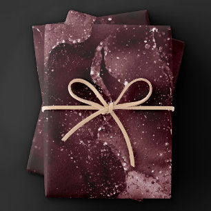 Moody Agate Wein Bordeaux Sangria Merlot Maroon Geschenkpapier Set