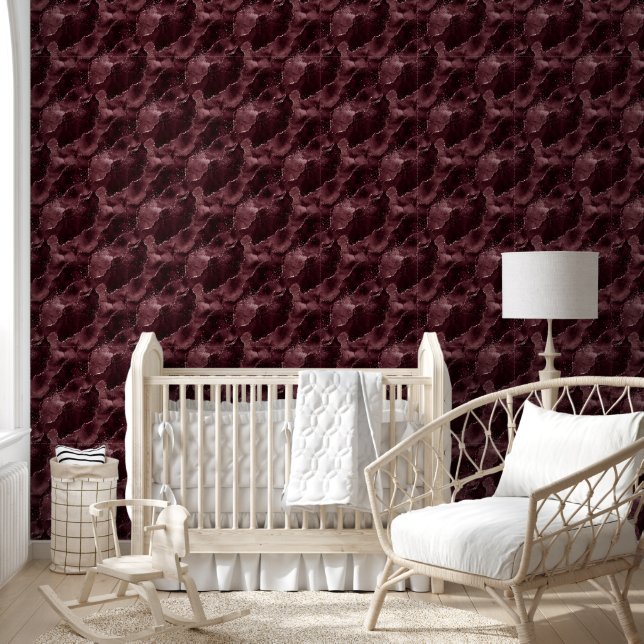 Moody Agate | Wein Bordeaux Sangria Merlot Maroon Tapete (Kinder)