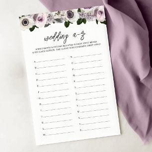 Moody Anemone Lila Floral Brautparty A-Z Game