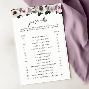 Moody Anemone Lila Floral Bridal Guess Who Game