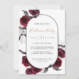 Moody Arch Floral Burgundy Black Halloween-Party Einladung