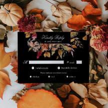 Moody Automne Floral RSVP Carte de choix de repas