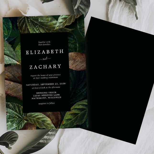 Moody Automne laisse Faire-part de mariage vert fo (Créateur téléchargé)