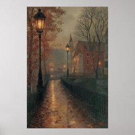 Moody Autumn Cityscape, ruhiger Fall Urban Poster