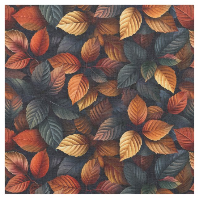 Moody Autumn Fall Foliage Blätter Muster Stoff (Nahaufnahme)
