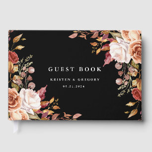 Moody Autumn Floral Elegant Wedding Gästebuch