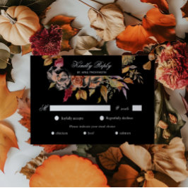 Moody Autumn Floral UAWG Meal Choice Card RSVP Karte