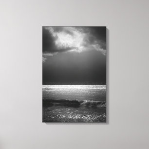 Moody Beach Landschaft Sturmwolken Sonnenstrahlen Leinwanddruck