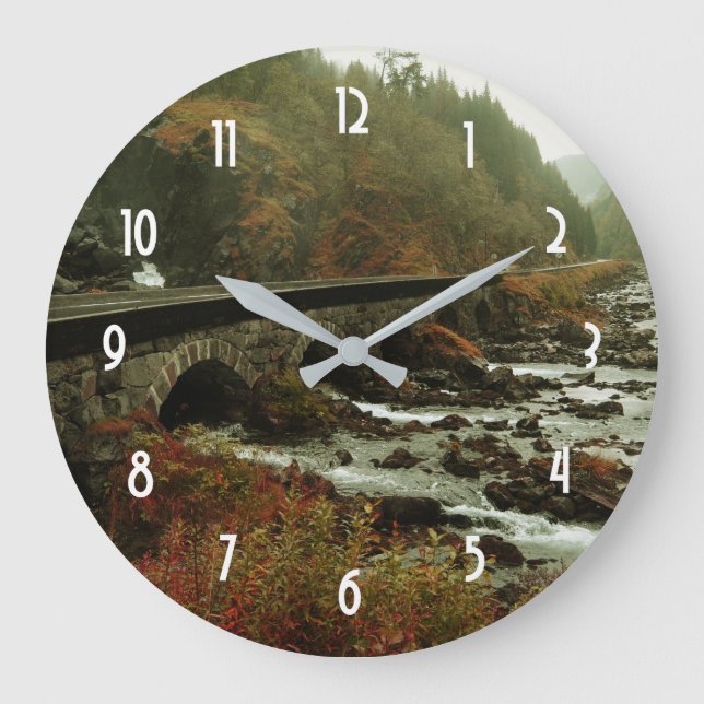 Moody Beautiful Nature Landschaft Große Wanduhr (Vorderseite)