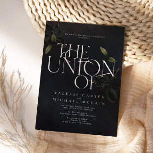 Moody Black Botanical Invitations