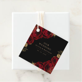Moody Black Burgundy Roses Wedding  Geschenkanhänger