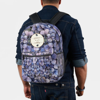 Moody Black Floral Classic Couple Names Wedding Bedruckter Rucksack