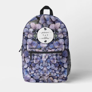 Moody Black Floral Classic Couple Names Wedding Bedruckter Rucksack