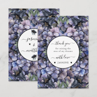 Moody Black Floral Classic Husband Mother Wedding Dankeskarte