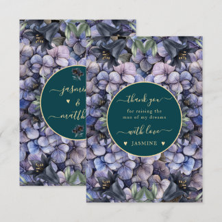 Moody Black Floral Classic Husband Mother Wedding Dankeskarte