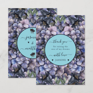 Moody Black Floral Classic Husband Mother Wedding Dankeskarte