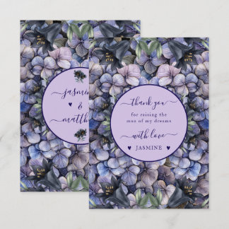 Moody Black Floral Classic Husband Mother Wedding Dankeskarte