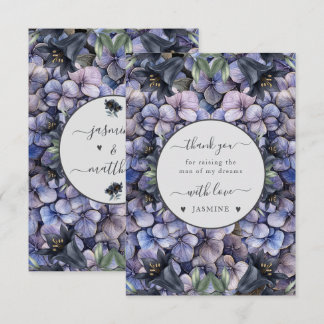 Moody Black Floral Classic Husband Mother Wedding Dankeskarte