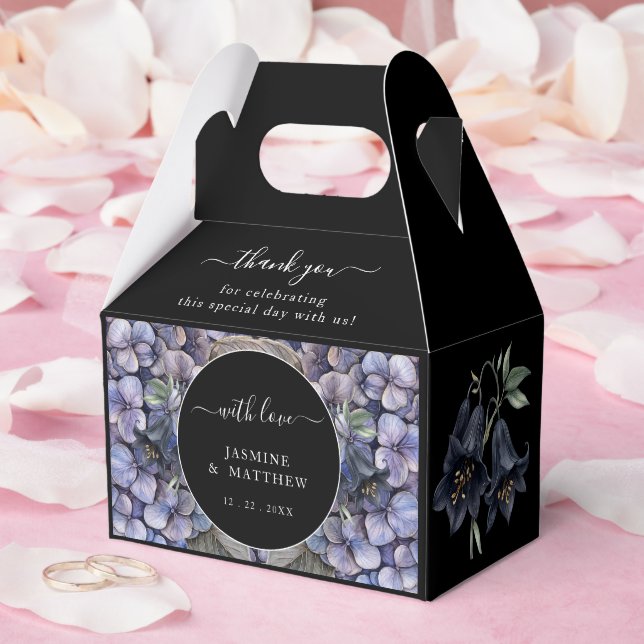 Moody Black Floral Classic Thank You Chic Wedding Geschenkschachtel (Hochzeit)
