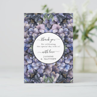 Moody Black Floral Classic Watercolor Chic Wedding Dankeskarte