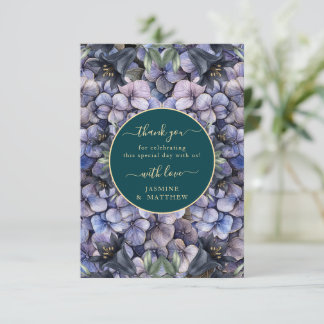 Moody Black Floral Classic Watercolor Chic Wedding Dankeskarte