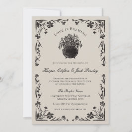 Moody Black Floral Gothic Wedding Einladung