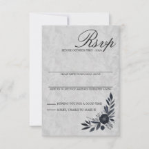Moody Black Floral RSVP Card