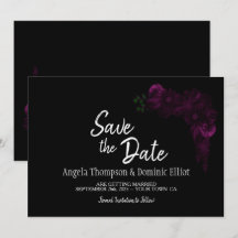 Moody Black mit Pink Floral Wedding Save the Date