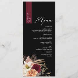 Moody Black Wedding Menu mit Gast Name Menükarte