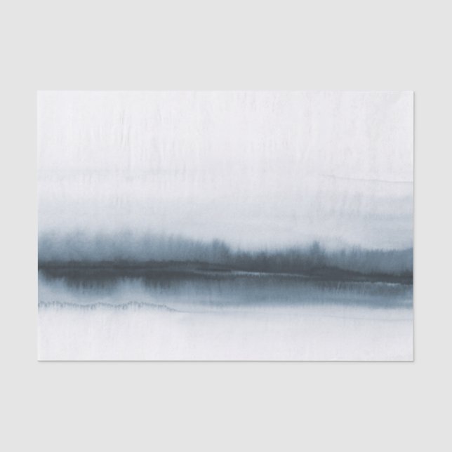 Moody-blaue abstrakte Aquarellbäume dekopuieren Seidenpapier (Vorderseite)