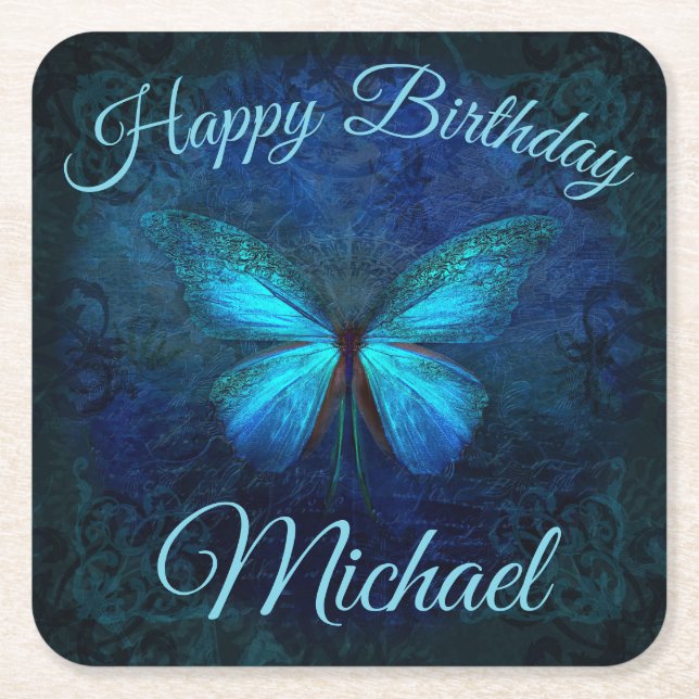 Moody Blue Butterfly Paper Untersetzer (Vorderseite)