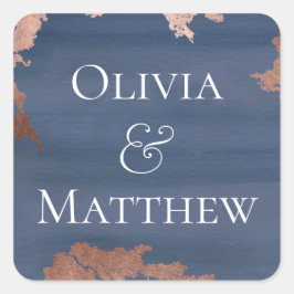 Moody Blue Copper Leaf Personalisiert Quadratischer Aufkleber