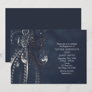 Moody Blue Elegant Verlobung Einladung