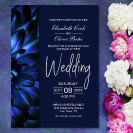 Moody Blue Floral Faire-part de mariage