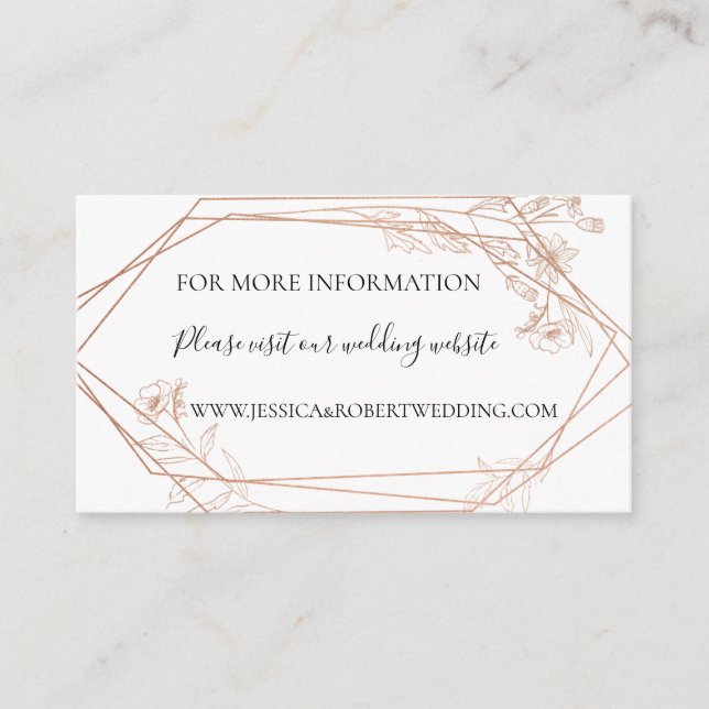 Moody Blue Geometric Floral Wedding Details Card Begleitkarte (Vorderseite)