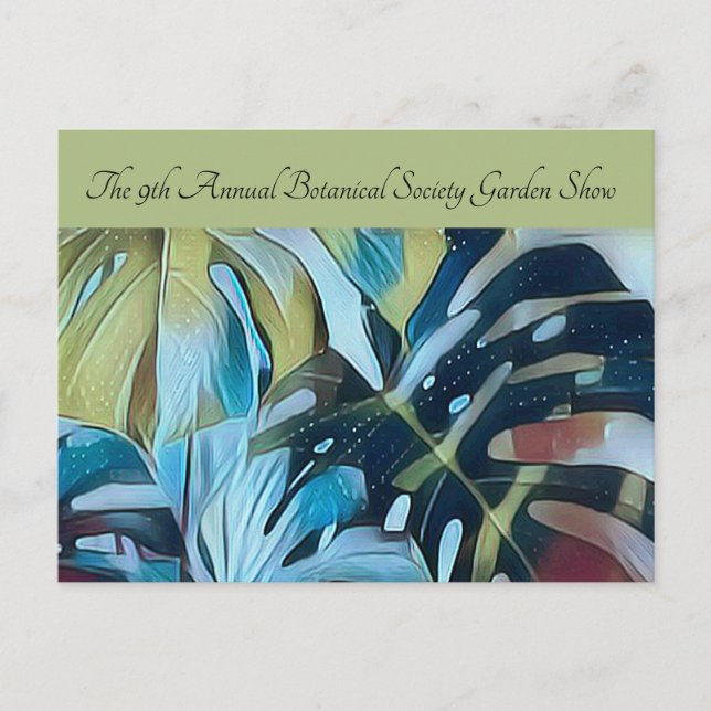 Moody Blue Monstera Botanical Direct Mail Promo Ankündigungspostkarte (Vorderseite)