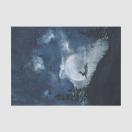 Moody-blue night sky Hase Vollmond Decodipage Seidenpapier