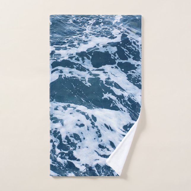 Moody Blue Ocean Waves Badhandtuch Set (Handtuch)