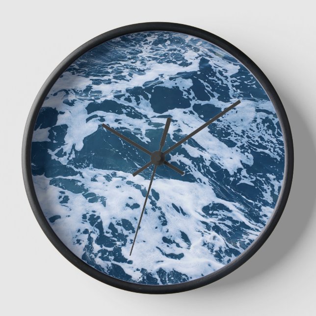 Moody Blue Ocean Waves Wall Uhr (Vorderseite)