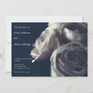 Moody Blue Shabby Chic Rose Elegante Wedding Einladung