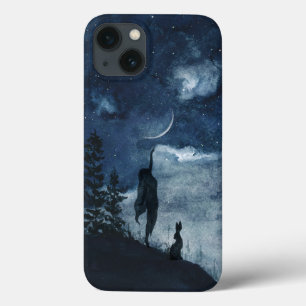 Moody blue water color moon goddess forest hassare Case-Mate iPhone hülle
