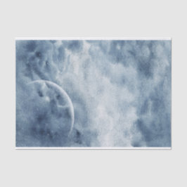 Moody blue water color sky stars crescent moor seidenpapier